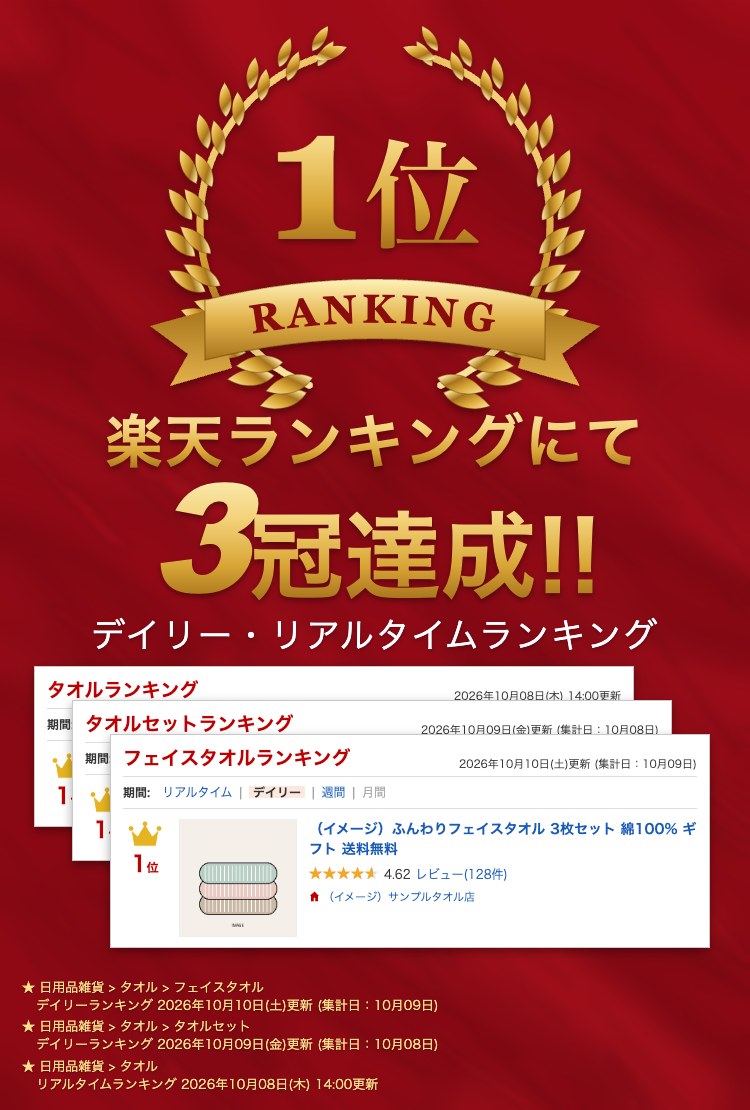 受賞バナーのイメージ(商品・店舗・ジャンル・日付は架空のサンプル)